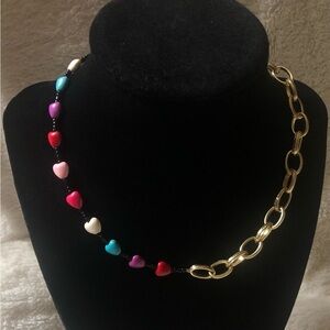 Beaded Heart & Chain Necklace